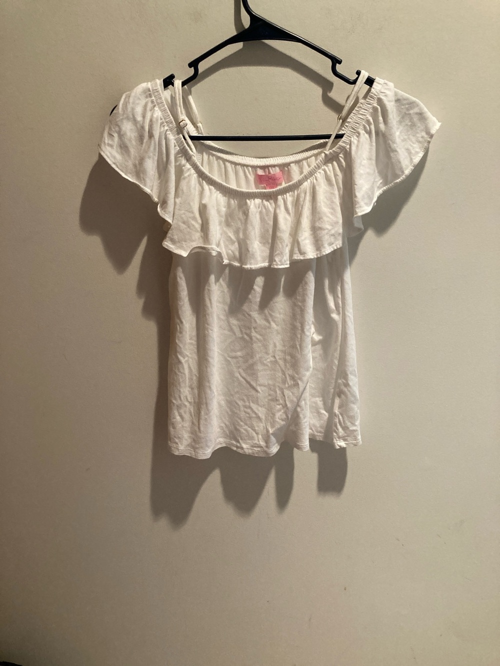 Lilly Pulitzer White Ruffle Off-Shoulder Camisole 50% Pima cotton, 50% modal